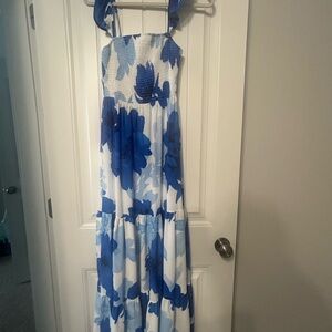 Flying Tomato Blue and White Textured Dress